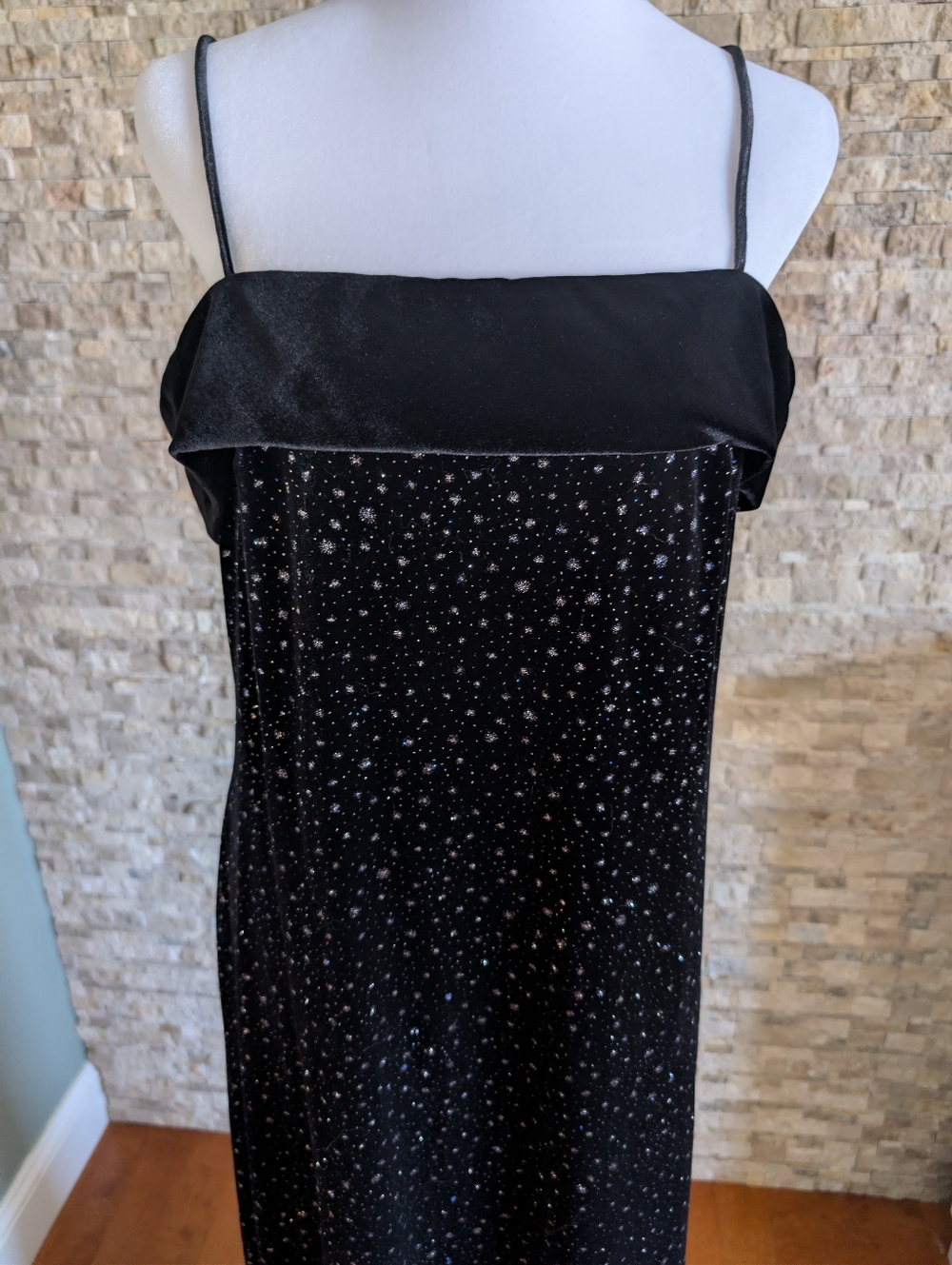 Vintage 90s Alex Evenings Velvet Constellation Sparkle Formal Gown USA Glam 14 - Picture 2 of 14